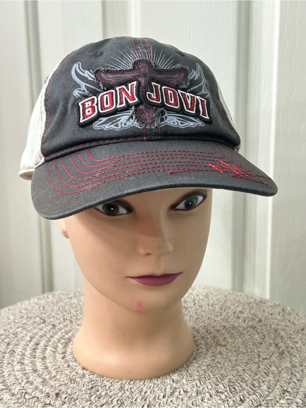 Bon Jovi Vintaged Embroidered Trucker Bon Jovi Hat Adjustable Strapback